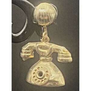 Vintage Earrings Old Time Rotary Telephone Light Gold Brass Tone Dangle Screw